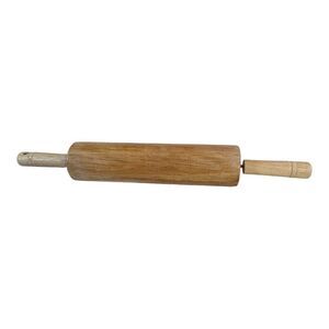 Vintage Wooden Rolling Pin With Handles Retro Kitchen Tool Country Home Decor 9"